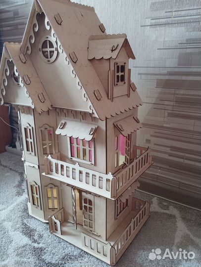 Кукольный домик большой, С мебелью