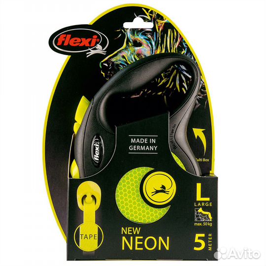Рулетка flexi New Neon L (до 50 кг) лента 5 м