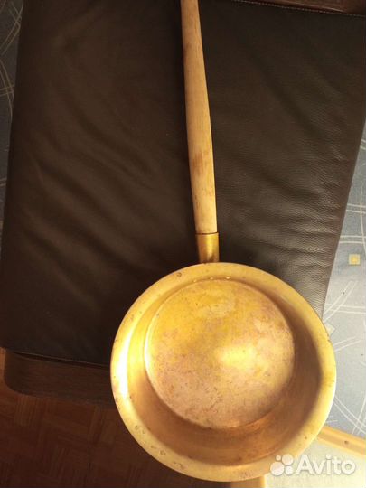 Таз латунный для варенья с длинной ручкой