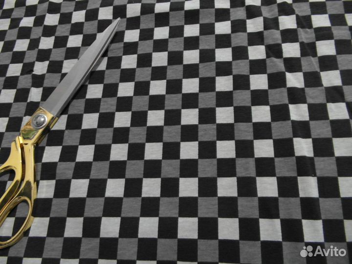 Ткань для пошива одежды хлопок с лайкрой Клетка