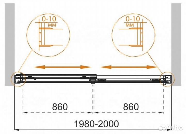 Душевая шторка на ванну Cezares tandem-soft-VF-2-200/145