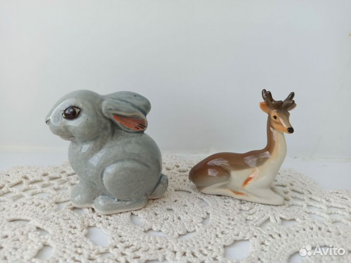 Статуэтки фарфор. Оленёнок лфз. Кролик