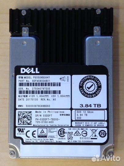 SSD dell Toshiba PX05SVB384y 3.84Тб SAS MLC 3dpwd