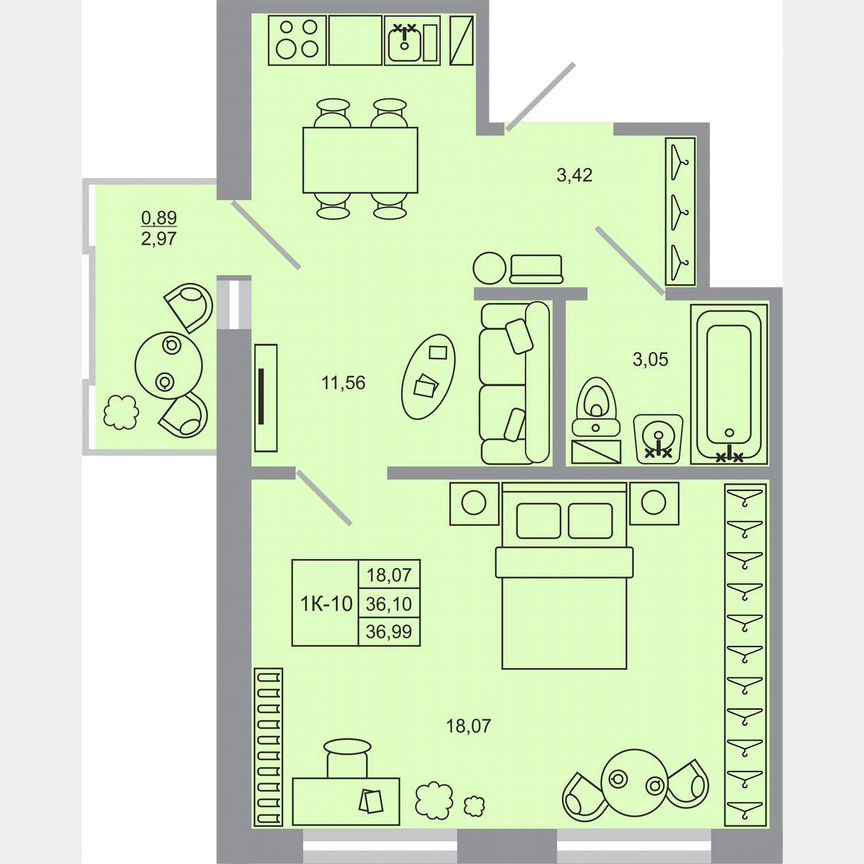 1-к. квартира, 37 м², 10/17 эт.