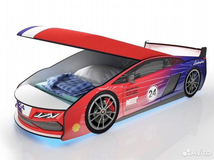 Кровать машина для детей Ламба 2 красно-синяя