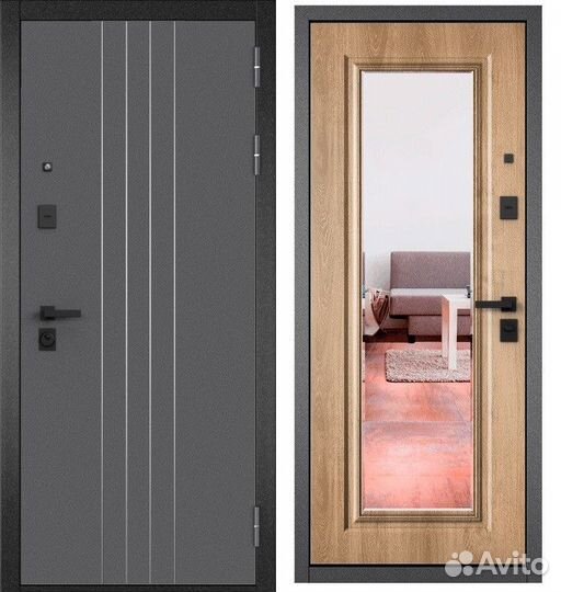 Металлические двери с зеркалом