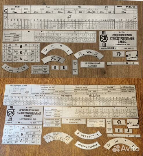 Таблички на токарный станок 1А616