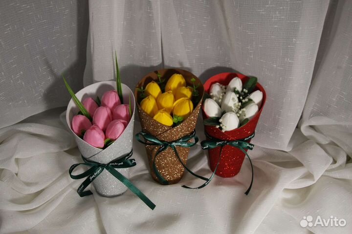 Букет роз из мыла