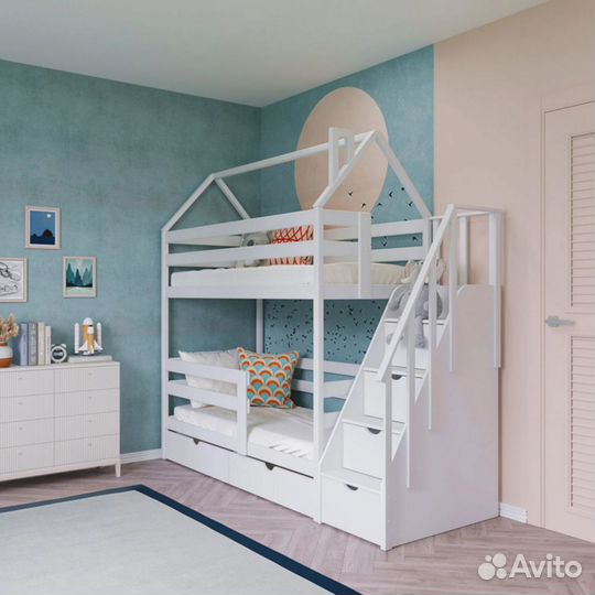 Двухъярусная кровать-домик Сканди