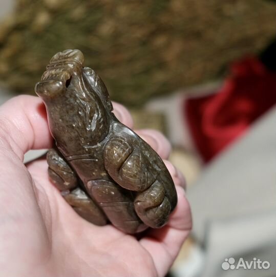 Нефритовая Драконочерепаха крупный подвес/статуэ