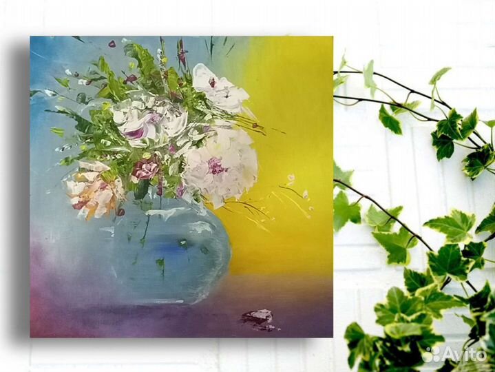 Интерьерная картина маслом цветы