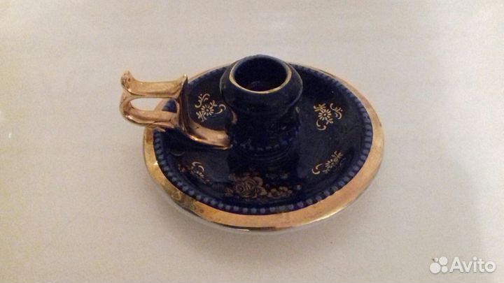 Подсвечник.Кобальт с позолотой.Чехия.Клеймо