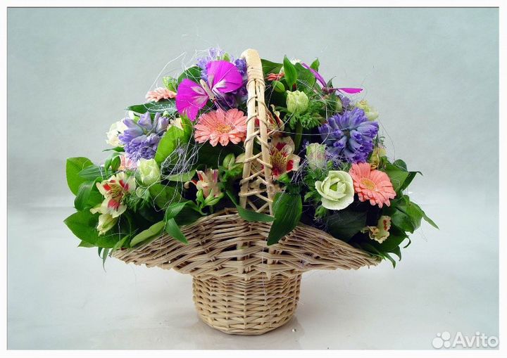 Плетенные корзины для букетов, 2 шт разные