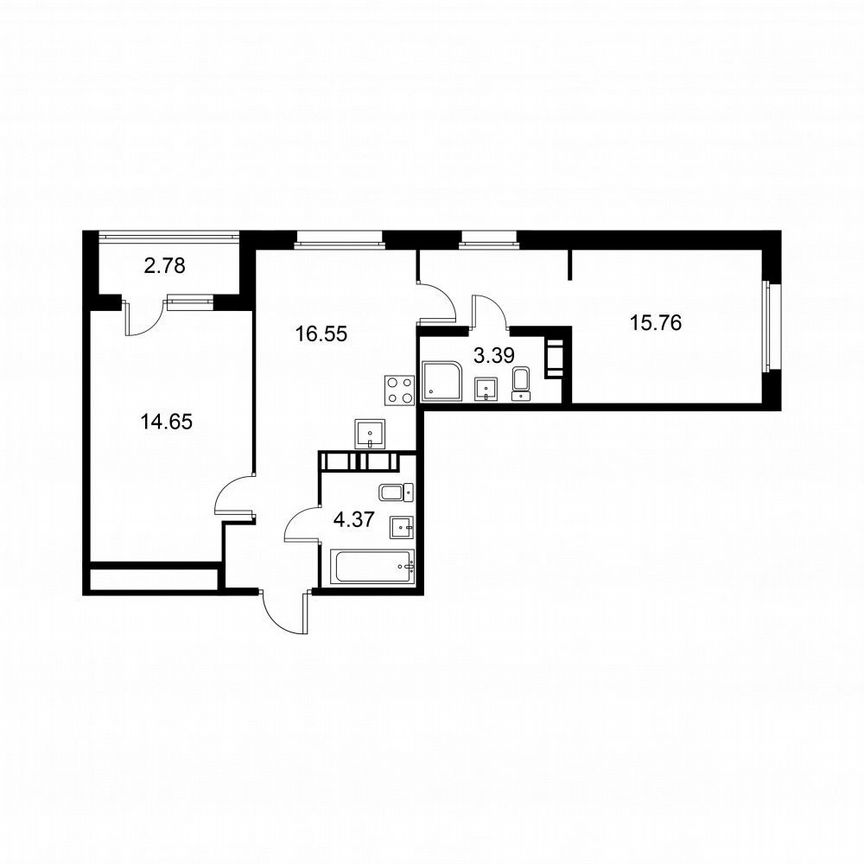 2-к. квартира, 56,1 м², 6/9 эт.