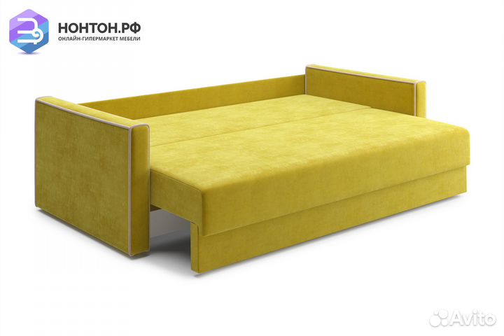 Диван еврокнижка Леон 3-х местный горчичный