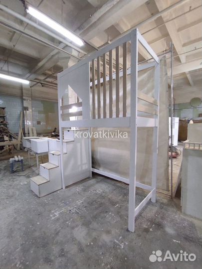 Детская Эко кровать чердак домик