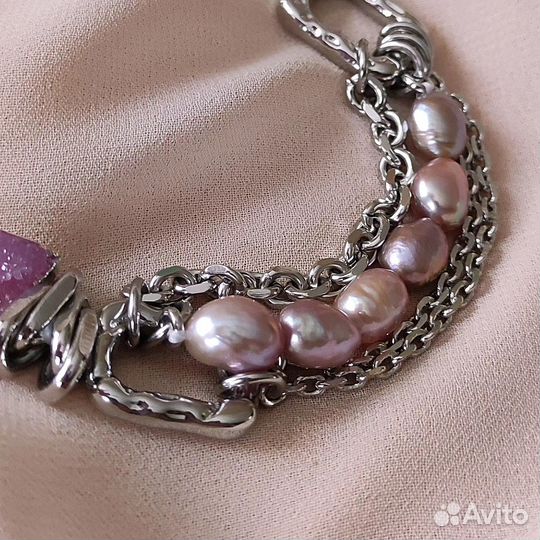 Браслет из барочного жемчуга и камней