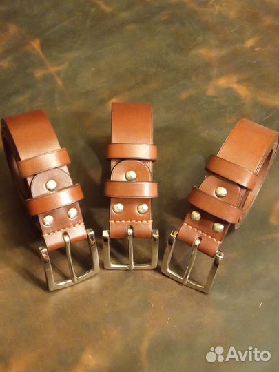 Мужской кожаный ремень ручной работы