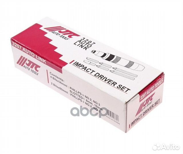 Отвертка ударная с битами в комплекте (6шт) JTC