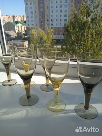 Фужеры винтажные цветное стекло