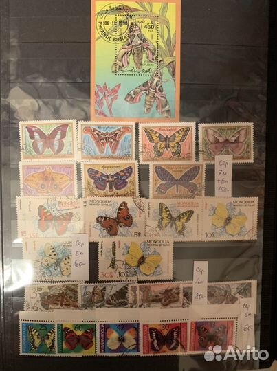 Почтовые марки разных стран по теме Бабочки