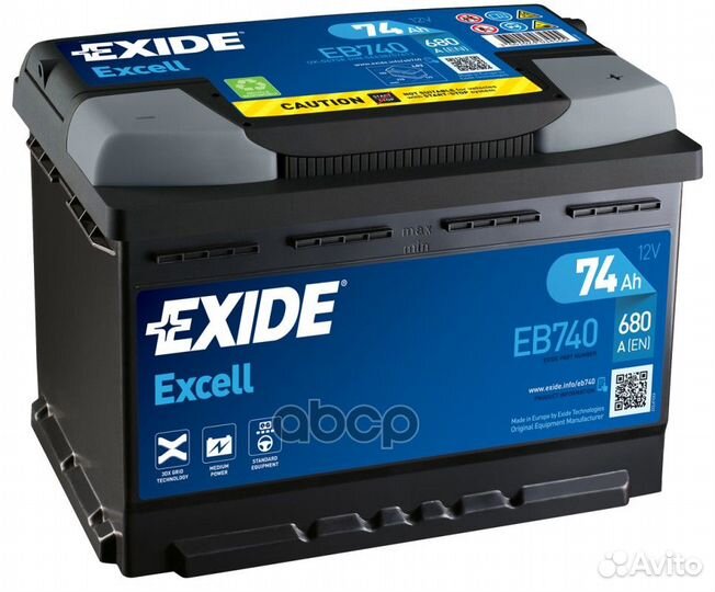 Exide EB740 excell аккумуляторная батарея 19.5