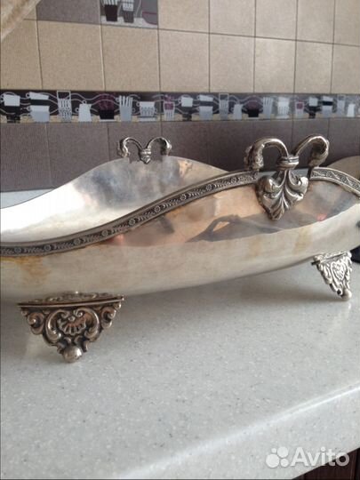 Ваза для фруктов старинная серебрение