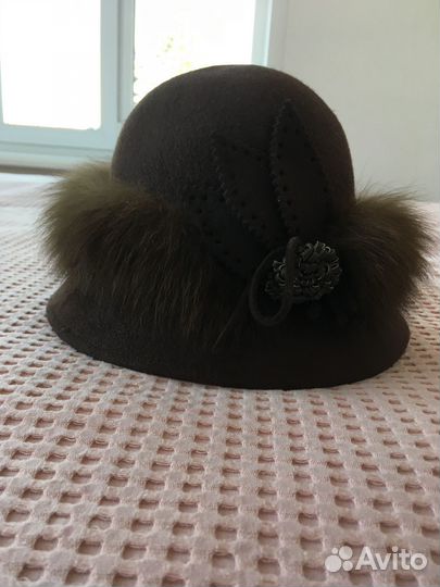 Шляпа женская шерсть с мехом