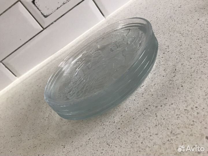 Стеклянные тарелки сервиз 4 штуки