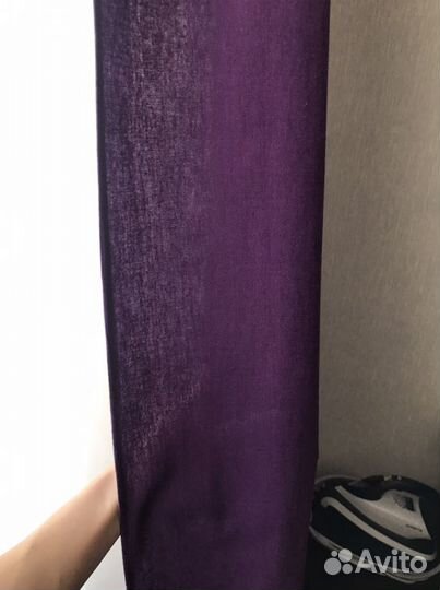 Шторы льняные фиолетового цвета