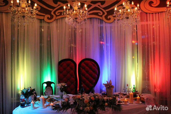 Архитектурная подсветка стен шатра банкетного зала