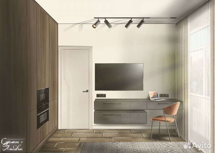 Интерьерный скетч, визуализация интерьера