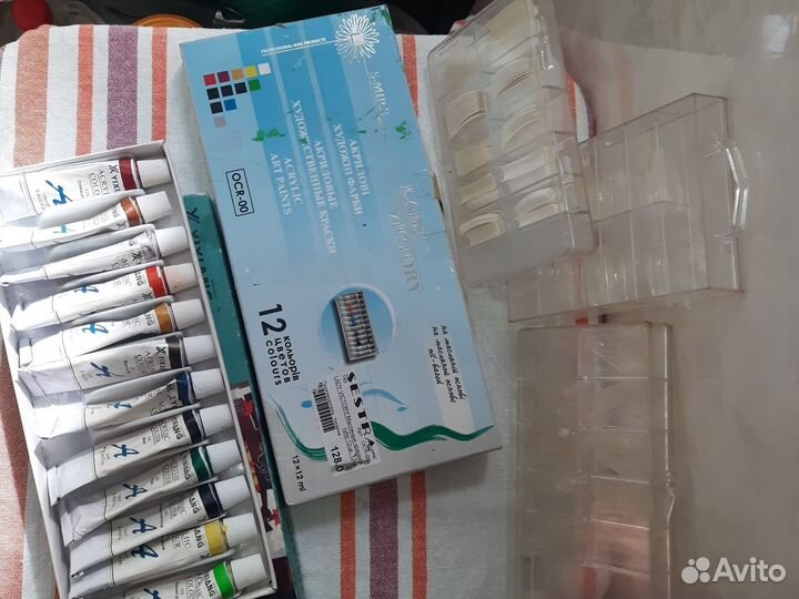 Акриловые худож. краски для дизайна ногтей б/у