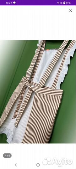 Кухонный фартук женский с принтом и оборками