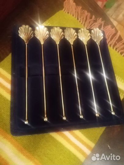 Винтажные коктейльные ложки-трубочки мельхиор