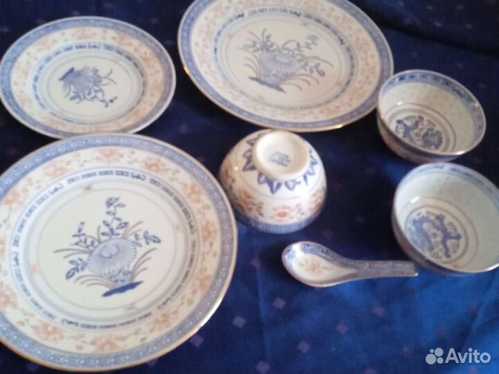 Рисовый фарфор, трио, цветок