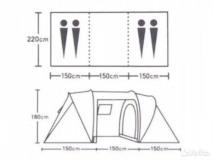 Палатка туристическая 4 местная с тамбуром