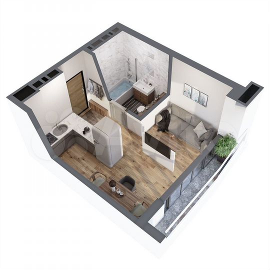 1-к. апартаменты, 29,5 м², 4/8 эт.