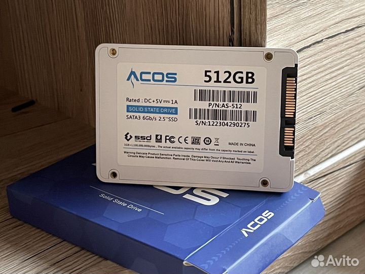 Новый SSD диск Acos 512Gb белый