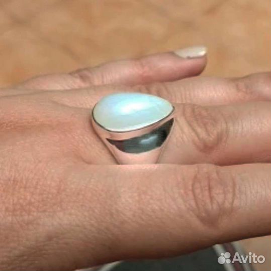 Кольцо Перстень с Лунным Камнем Форма Капля Новое