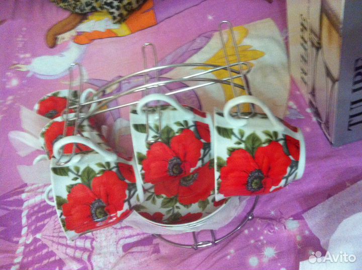 Набор чайный на подставке 13 предметов новый