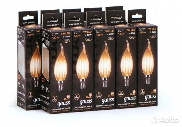 Упаковка светодиодных ламп 10 шт. gauss E14, CA35