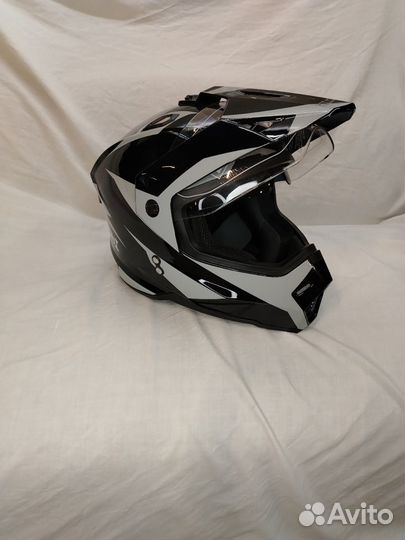 Шлем мотард с очкамиkioshi Fighter 802 ч-сер