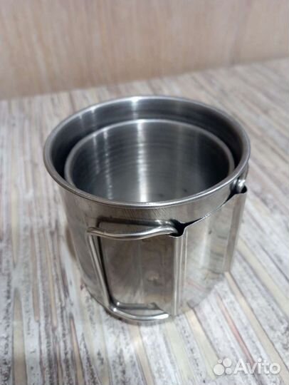 Набор кружек из нержавейки со складной ручкой