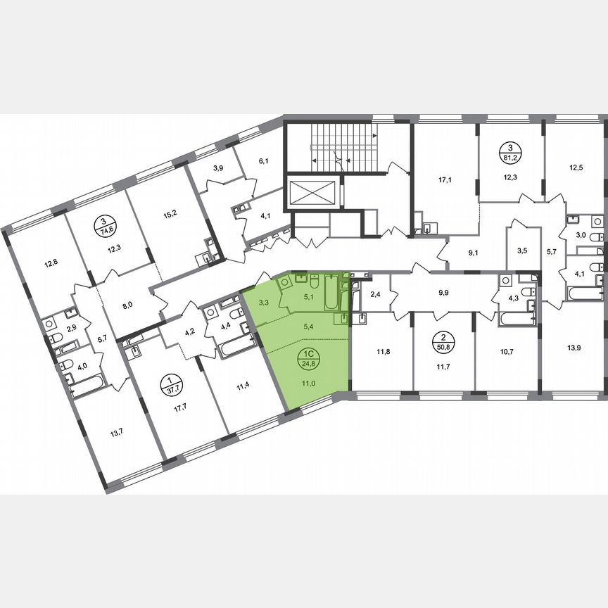 Квартира-студия, 24,8 м², 5/17 эт.