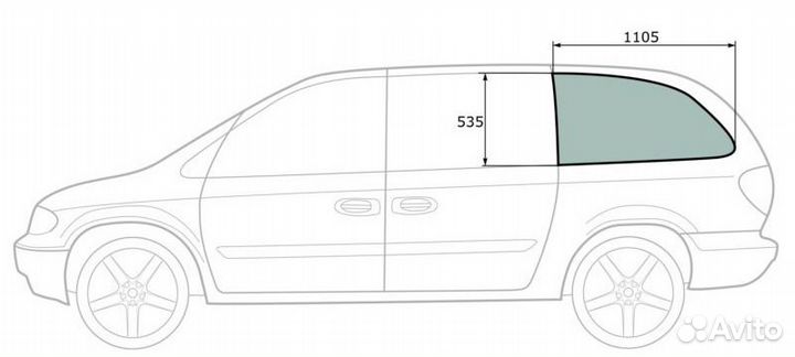 Стекло кузова (собачник) заднее левое