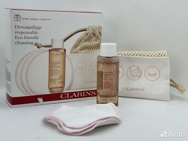 Набор clarins Мицелярная вода + спонжи