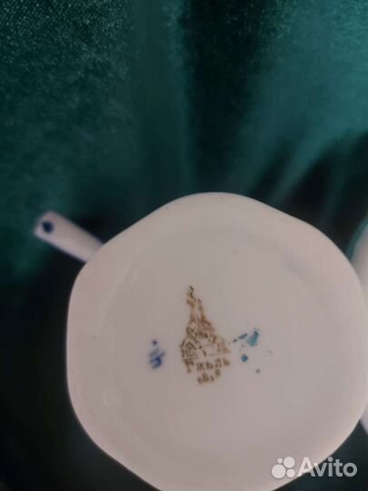 Чашка с блюдцем, гжель, фарфор