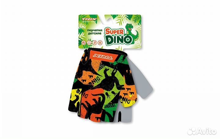 Перчатки trix nw Super Dino детск., 5XS, коротк. пальцы, гелев. вставки, дышащая лайкра/искусств. за