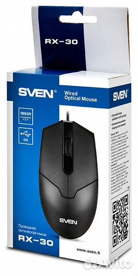 Мышь sven RX-30, черный USB